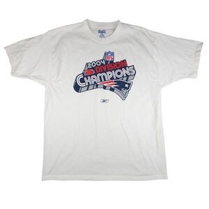 Vintage New England Patriots T Shirt Mens Size XL Y2K 2004 Champions OVERSIZED